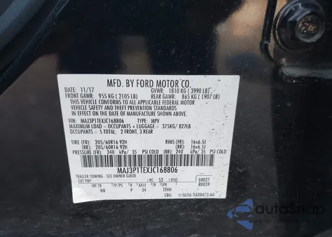 2018 Ford Ecosport Se from USA, damaged, VIN MAJ3P1TEXJC168806